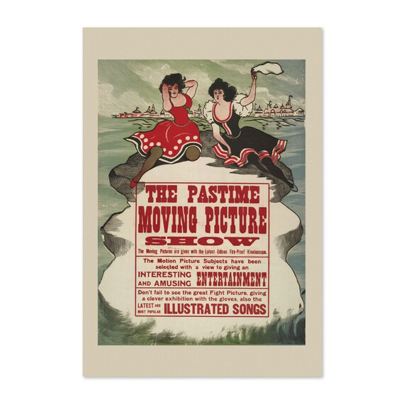 The Pastime Moving Picture Show Vintage Edison Kinetoscope Poster