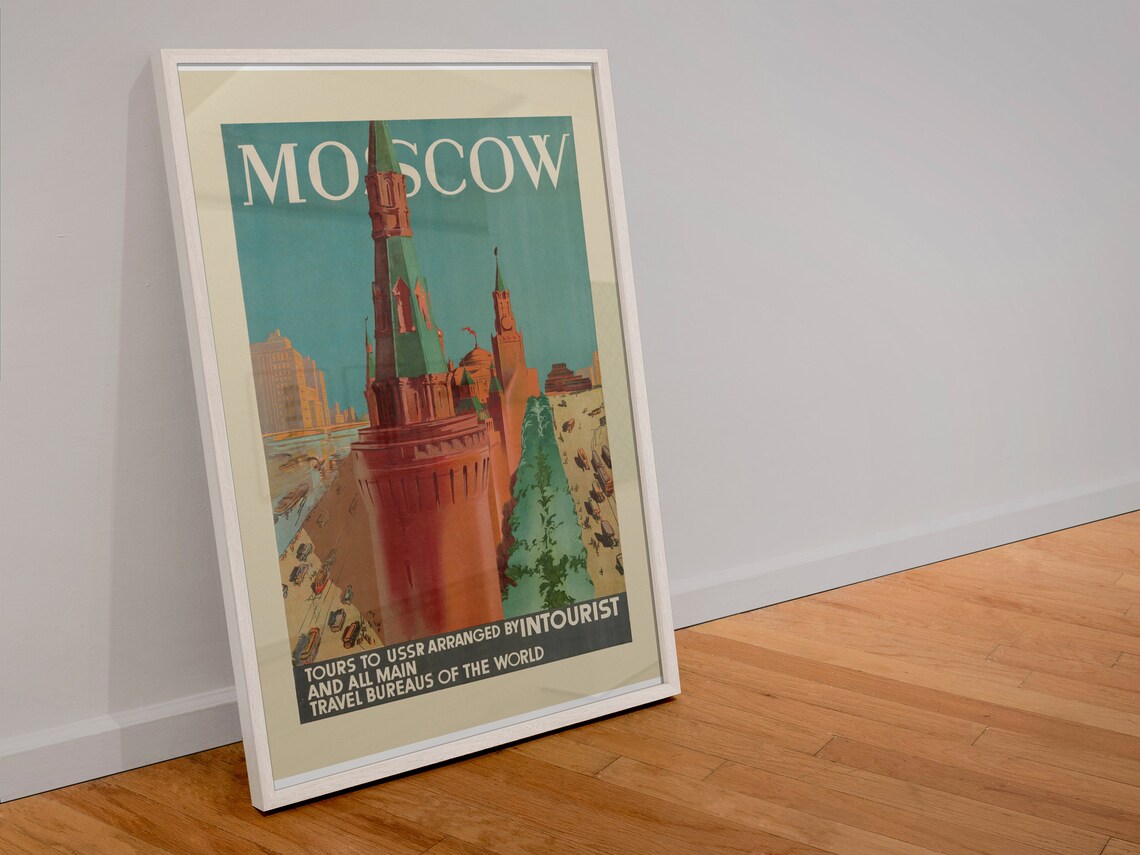 Moscow Intourist Tours to USSR Vintage Russian Travel Poster - Image 4