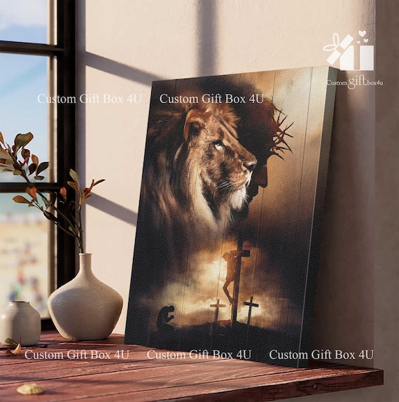Lion Of Judah And Jesus With Crucifixion Christian Faith Poster
