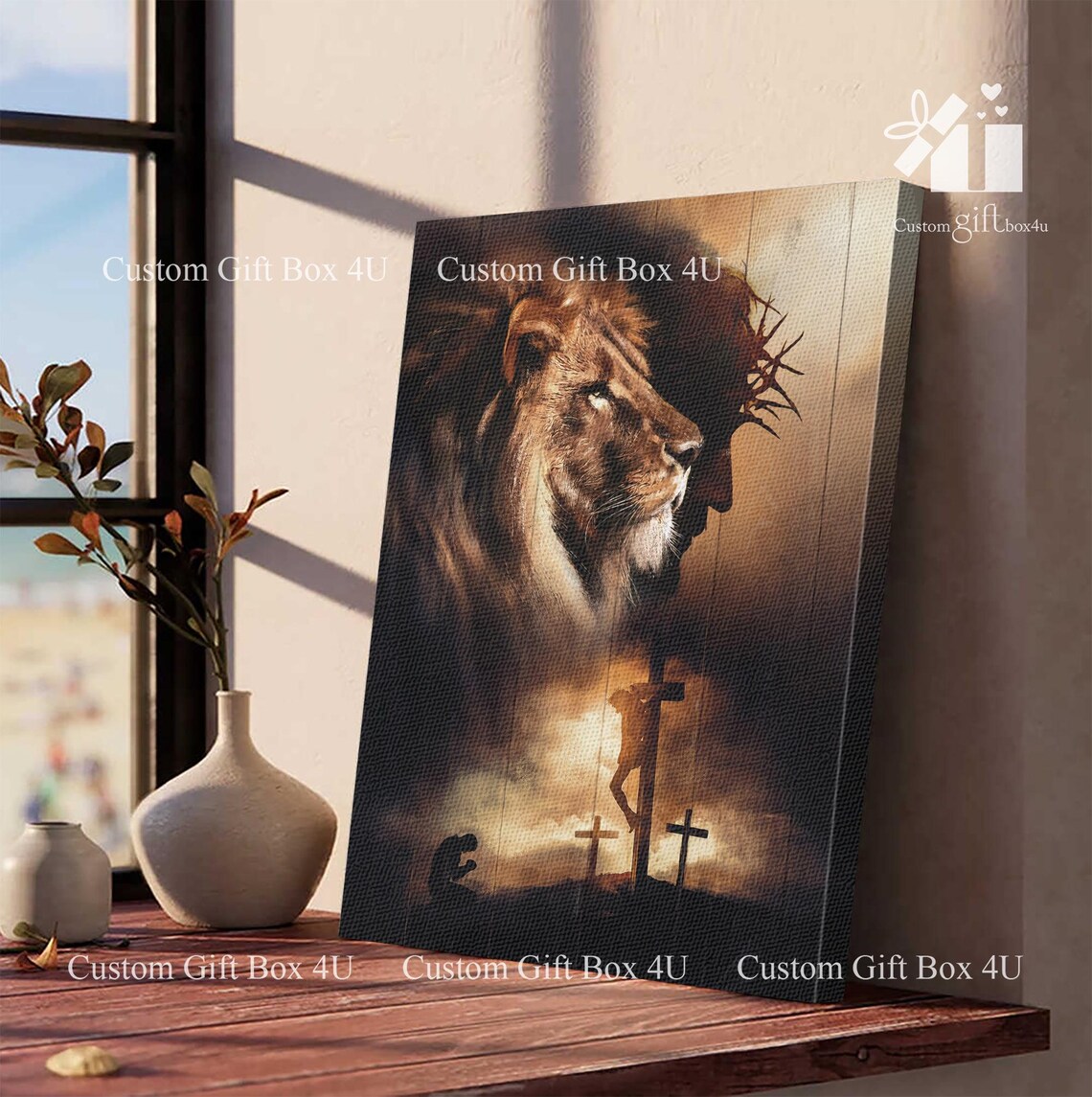 Lion Of Judah And Jesus With Crucifixion Christian Faith Poster