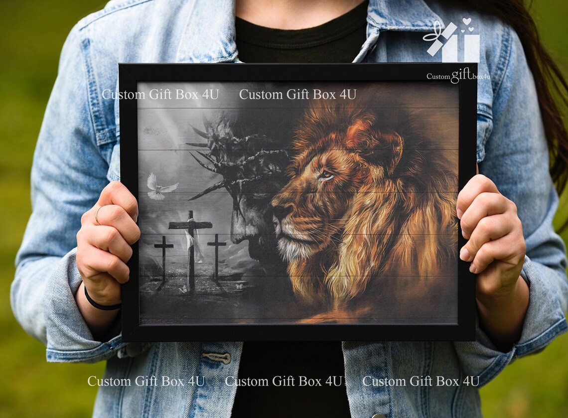 Lion Of Judah With Crucifixion Scene And Dove Christian Poster - Image 6