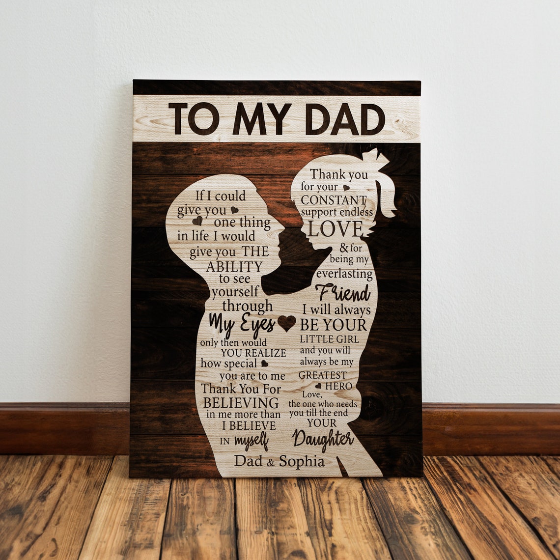 To My Dad Father Daughter Silhouette Sentimental Custom Name Poster - Image 3
