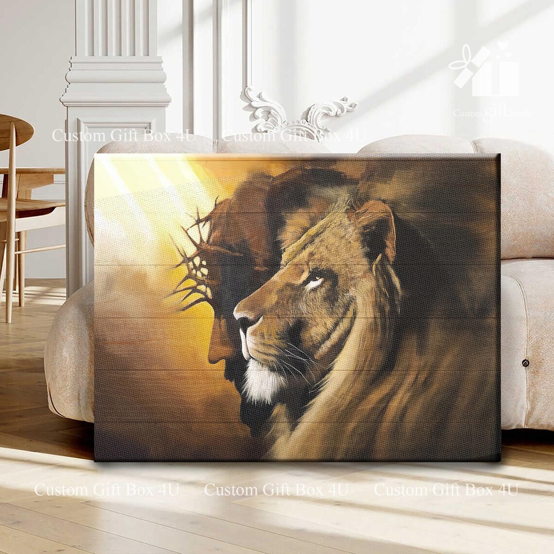 Lion Of Judah And Jesus Crown Of Thorns Profile Christian Poster