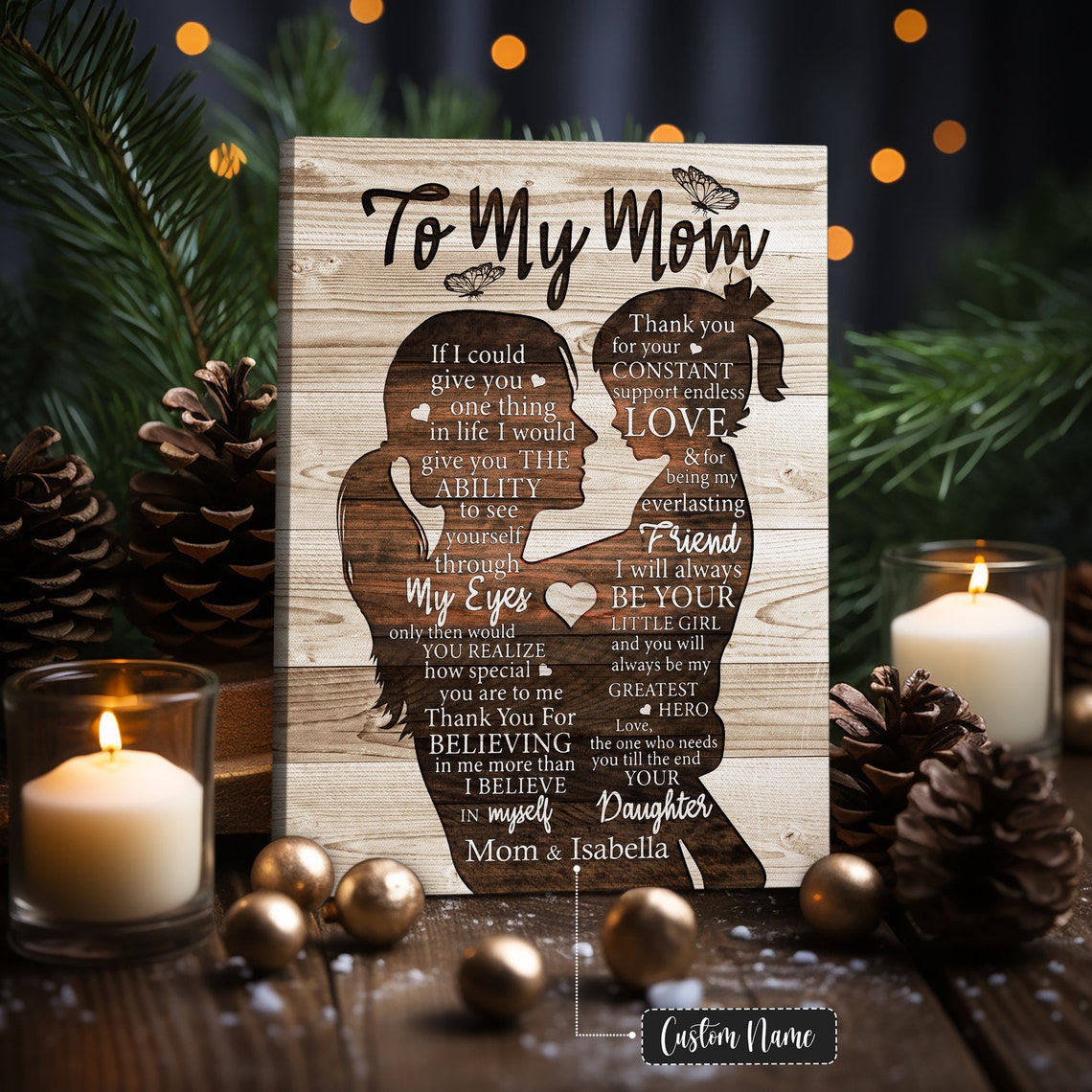 To My Mom From Daughter Mother and Child Silhouette Custom Name Poster - Image 4