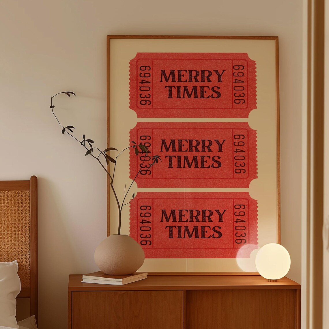 Merry Times Ticket Print, Minimalist Christmas Decor - Image 3