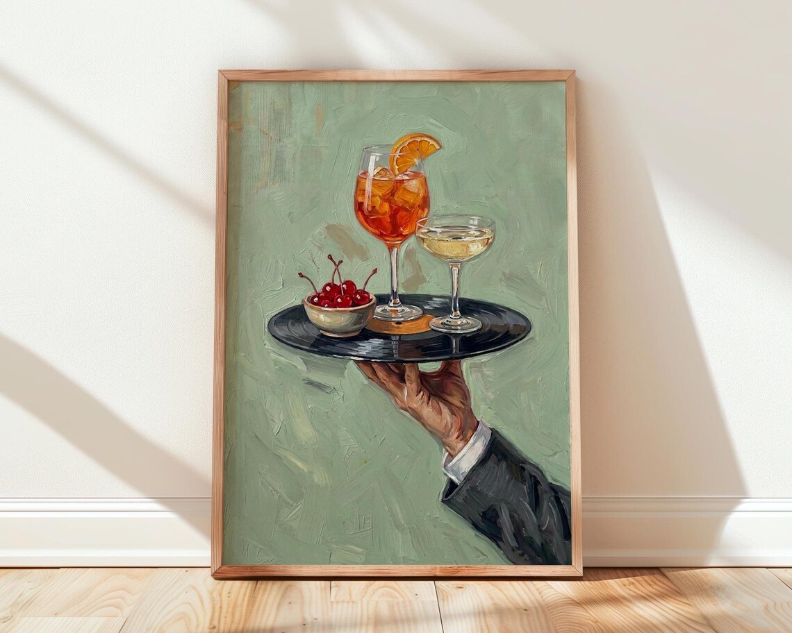 Vinyl Record With Cocktails, Music Art Print