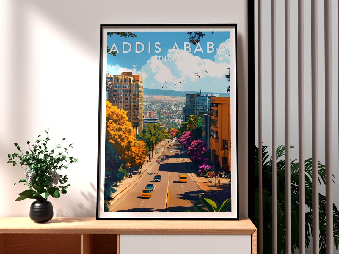 Addis Ababa Ethiopia Vibrant City Avenue Skyline Street Poster