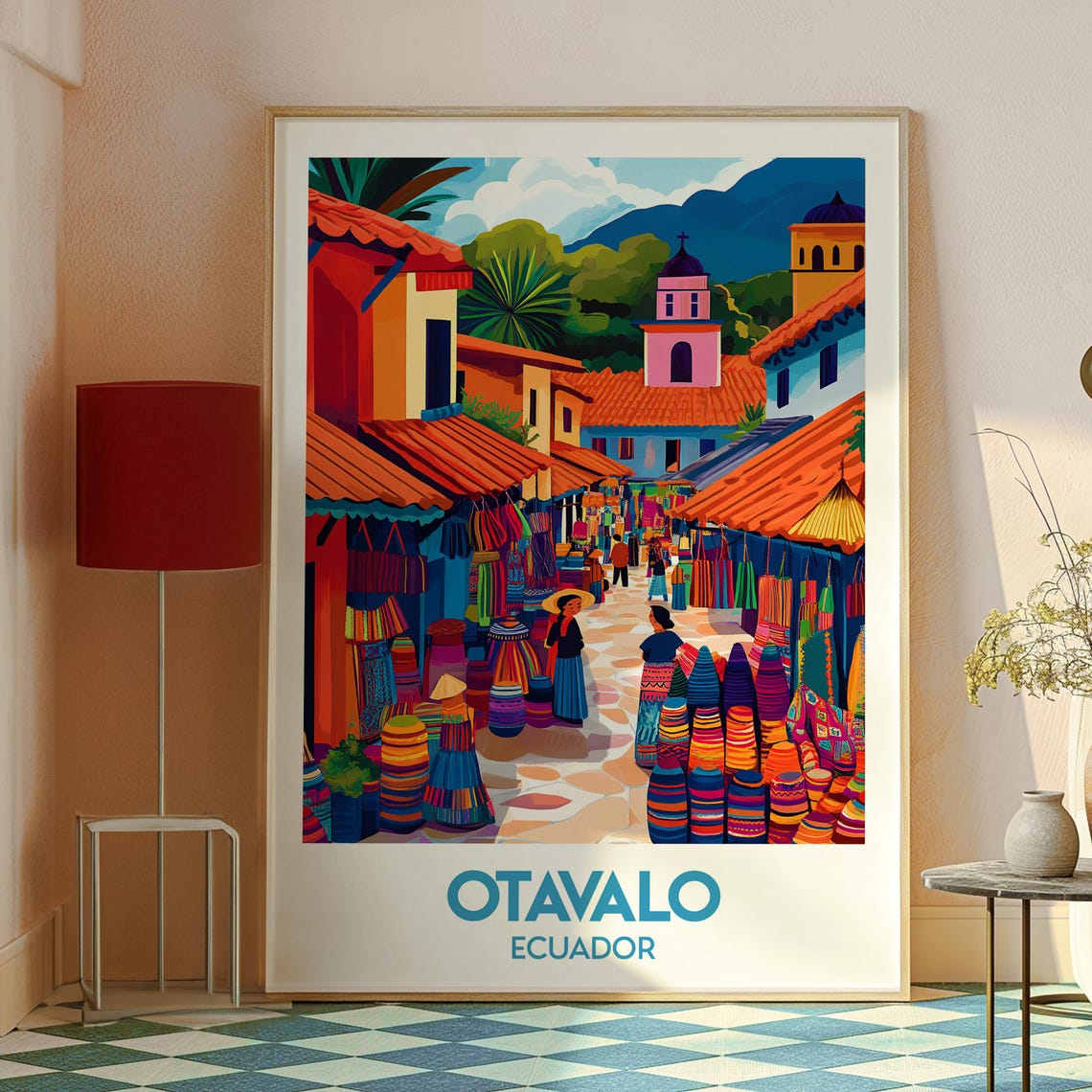 Otavalo Ecuador Colorful Andean Market Street Village Travel Poster - Image 2