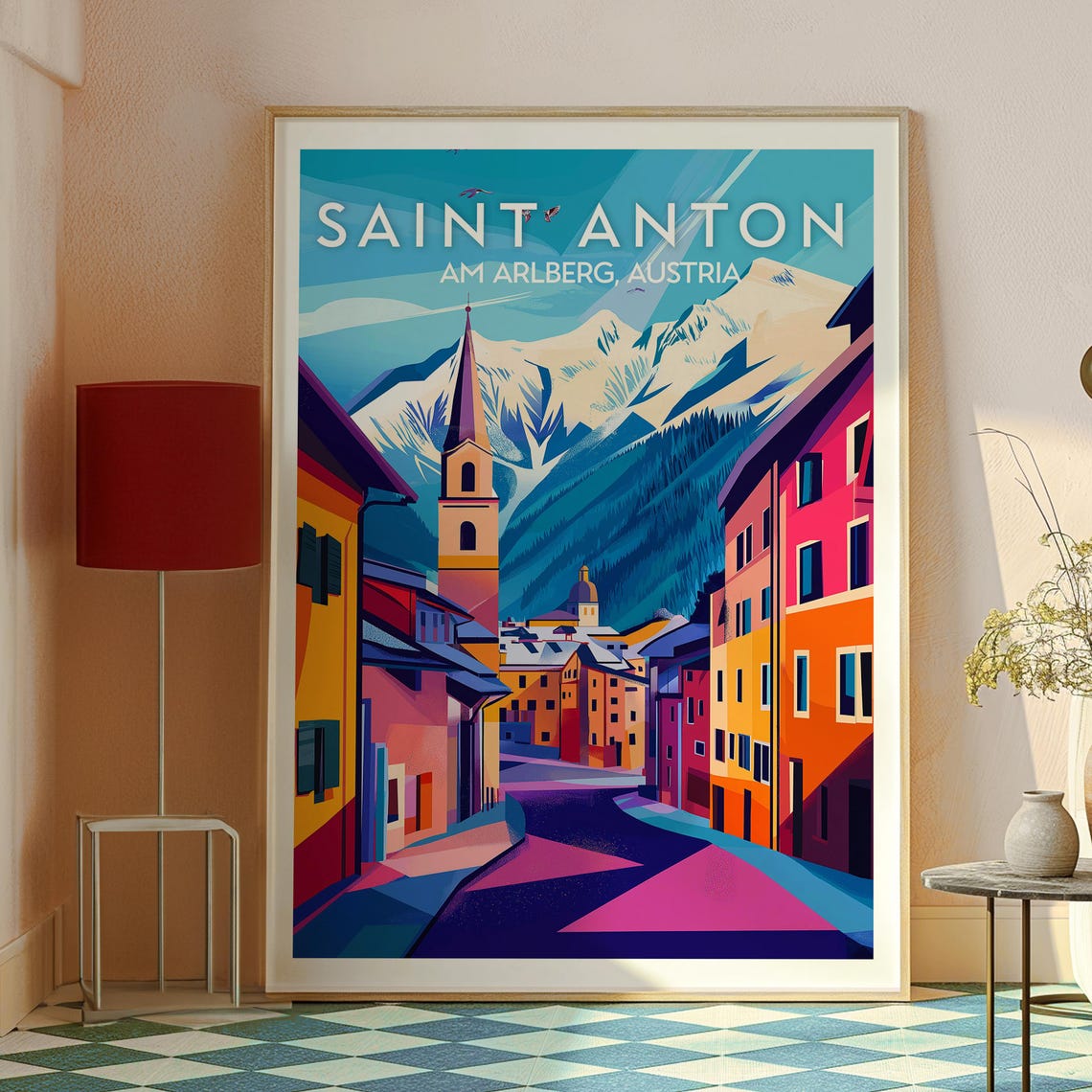 Saint Anton Am Arlberg Austria Alpine Ski Town Street Travel Poster - Image 2