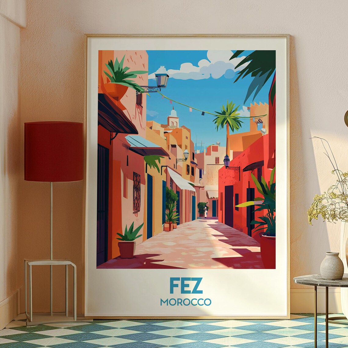 Fez Morocco Medina Alley Colorful Street Old Town Travel Poster - Image 3