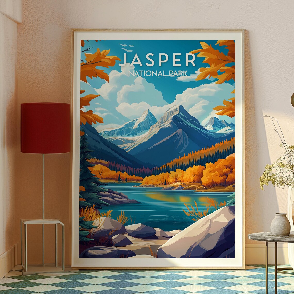 Jasper National Park Canada Autumn Mountain Lake Vintage Travel Poster - Image 3