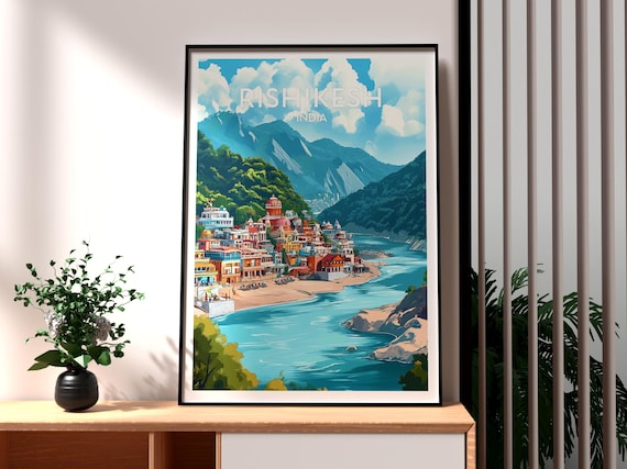 Rishikesh India Ganges River Temple Town Himalayas Travel Poster