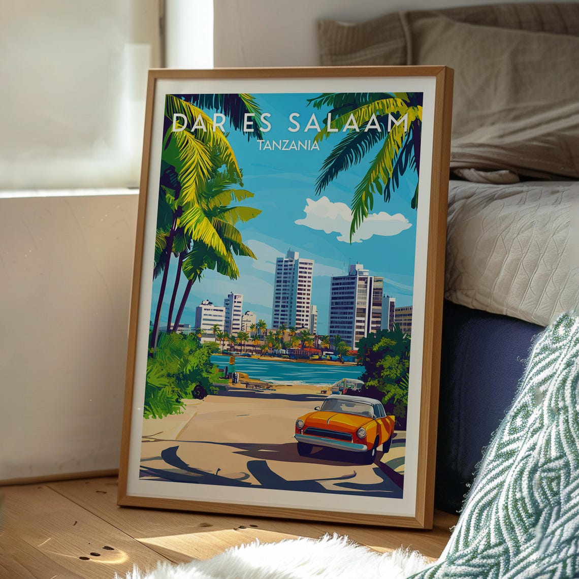 Dar es Salaam Tanzania Seafront City Palm Skyline Travel Poster - Image 3