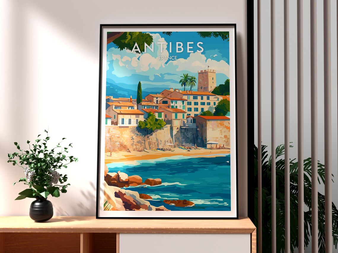 Antibes France French Riviera Old Town Coastal Retro Travel Poster