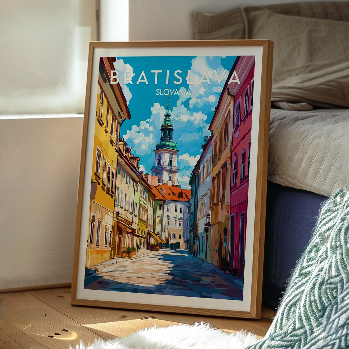 Bratislava Slovakia Old Town Street Church Tower Travel Poster - Image 3