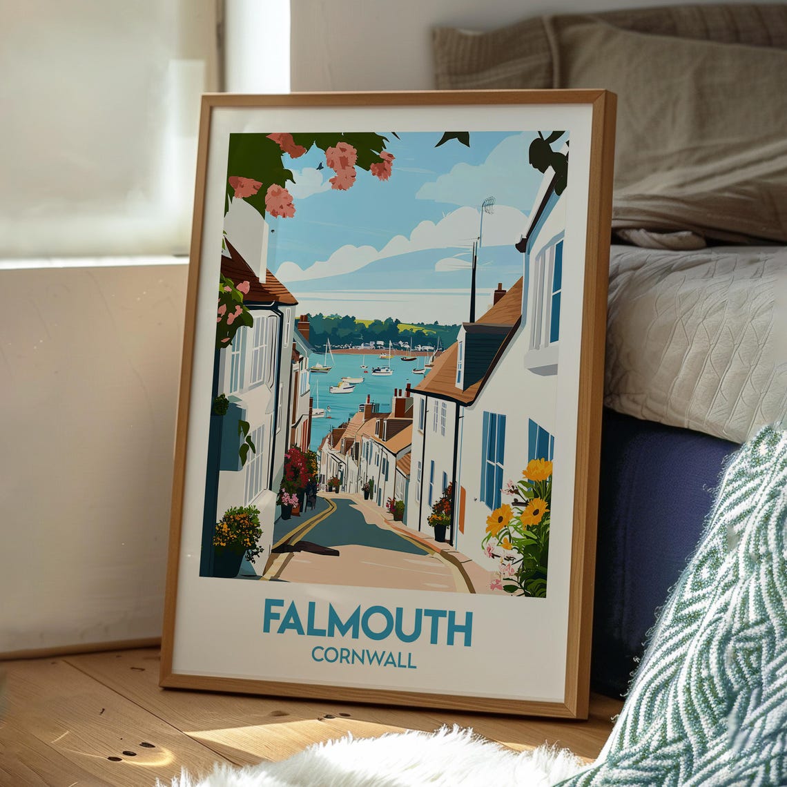 Falmouth Travel Poster, Cornwall Harbour, England - Image 3
