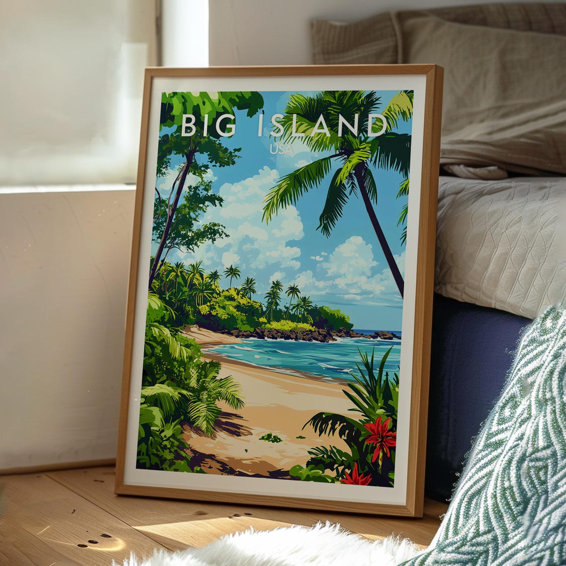 Big Island USA Hawaii Tropical Beach Palm Trees Travel Poster - Image 3