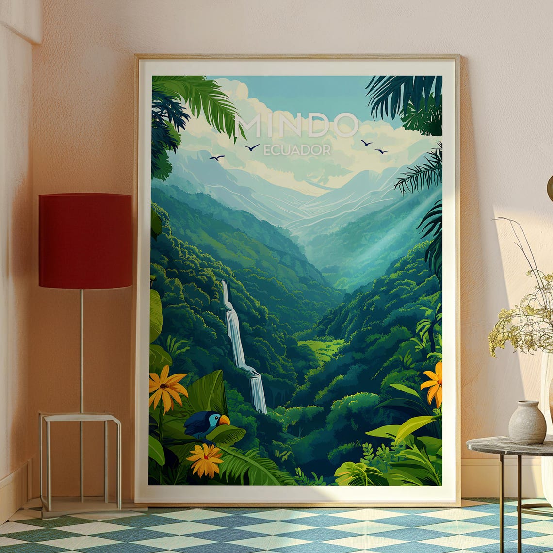 Mindo Ecuador Lush Cloud Forest Waterfall Tropical Travel Poster - Image 2