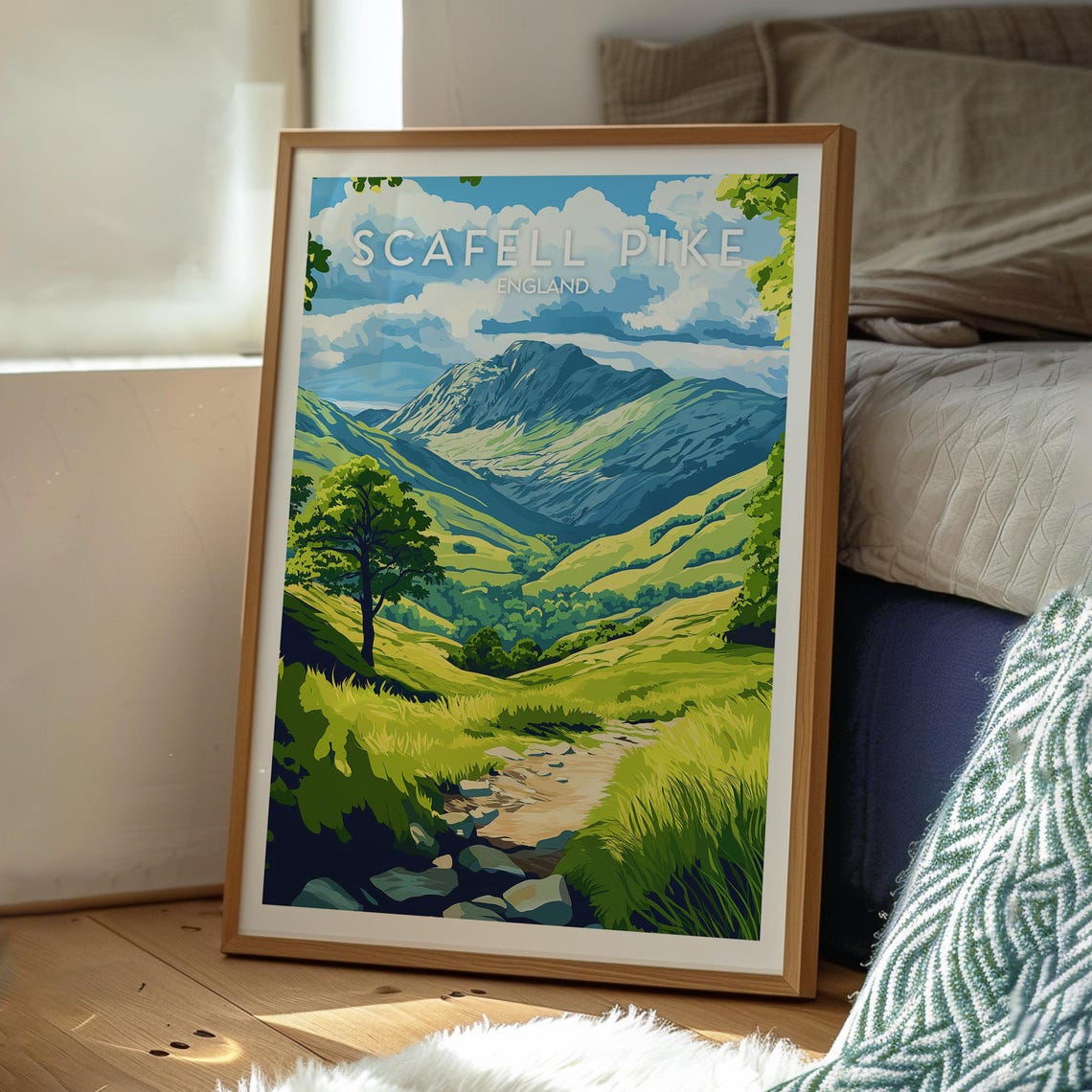 Scafell Pike Print The Lake District Wall Art Uk Hiking Poster Travel Walking - Image 3