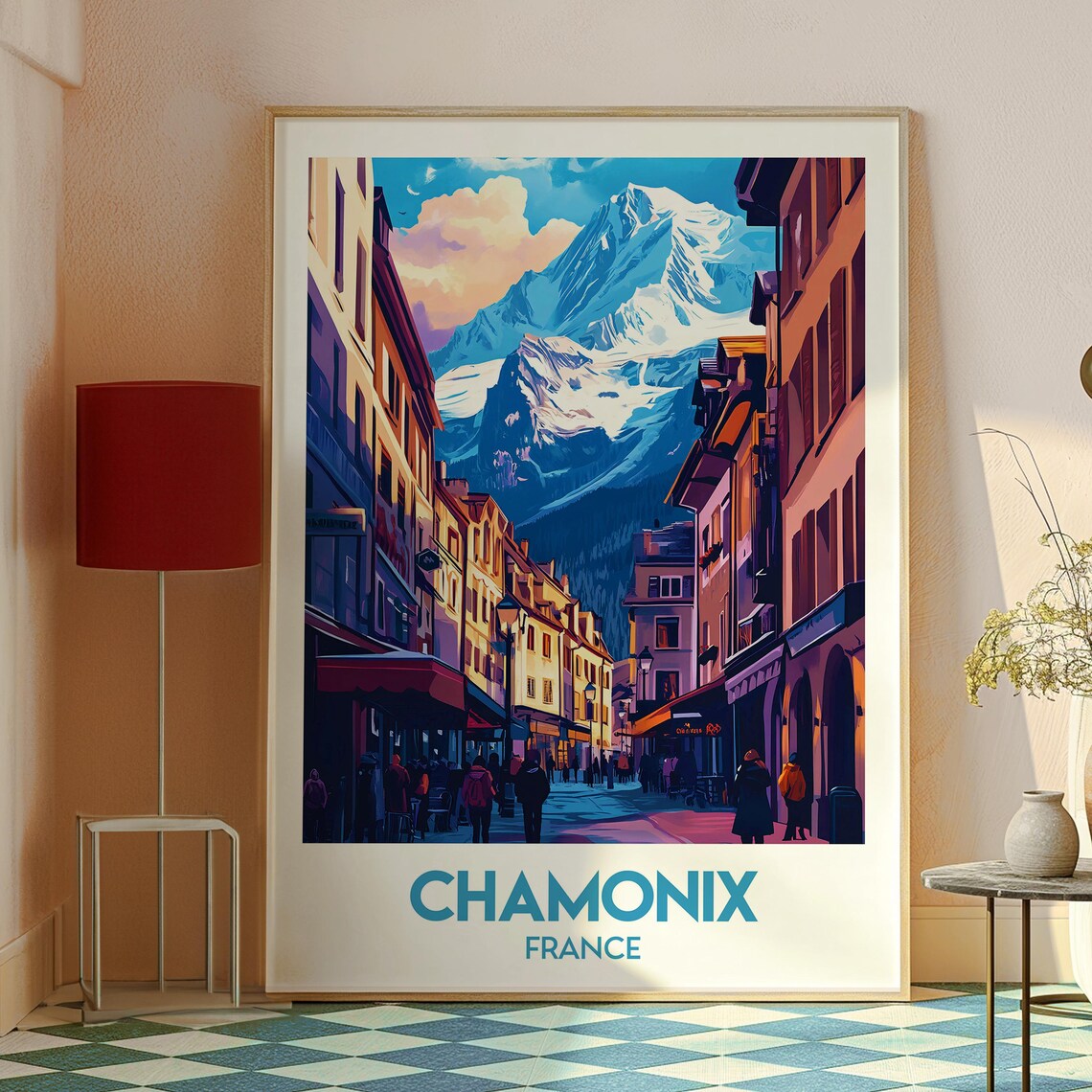 Chamonix France Mont Blanc Alpine Street Sunset Travel Poster - Image 2