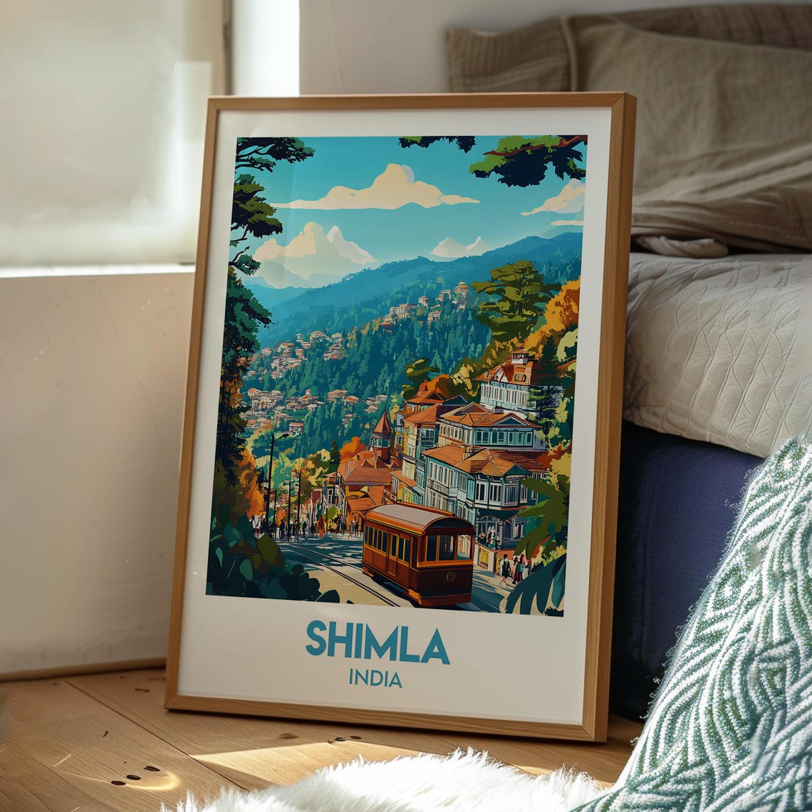 Shimla India Hill Station Toy Train Colonial Buildings Poster - Image 3
