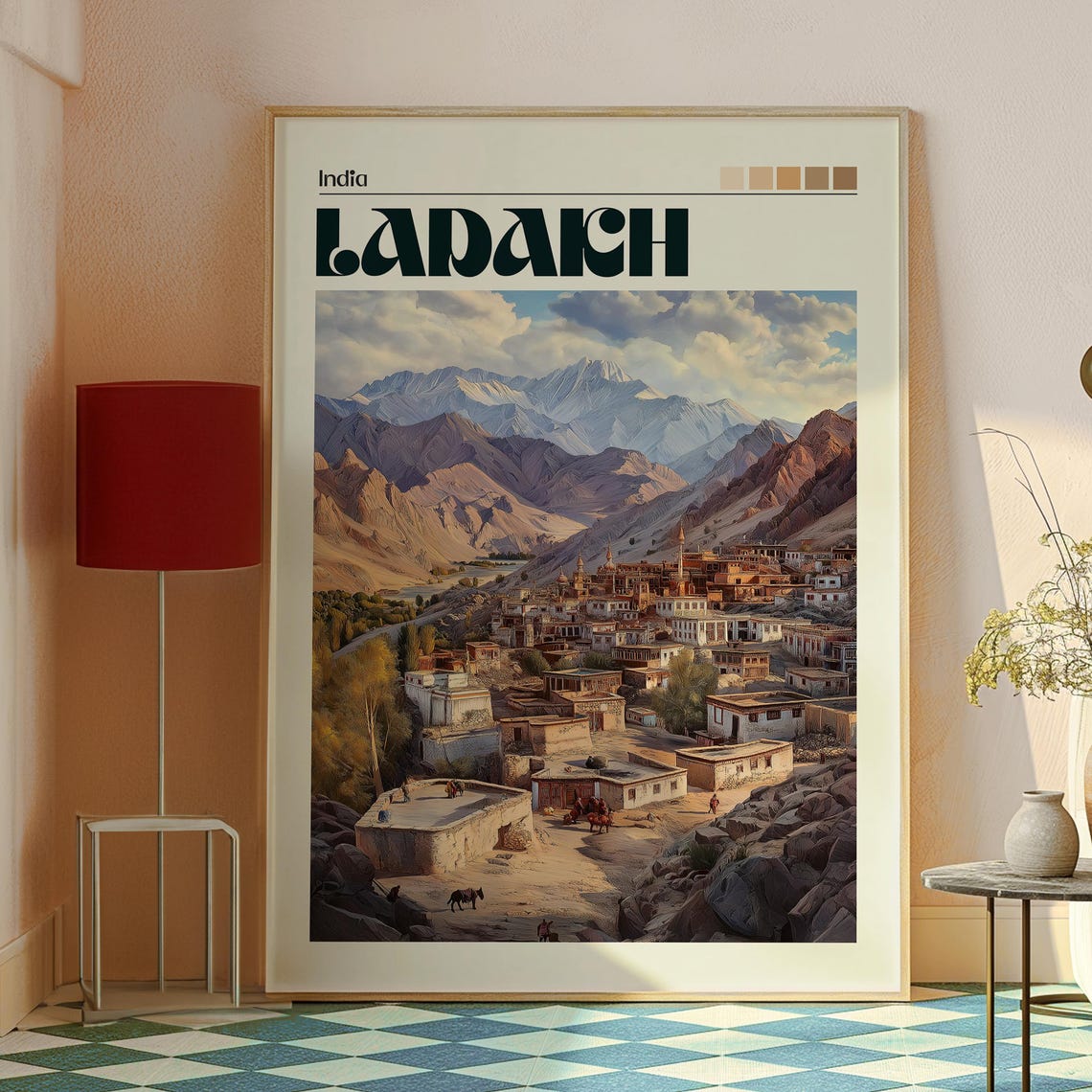 Ladakh India Himalayan Mountain Village Sunset Scenery Poster - Image 2