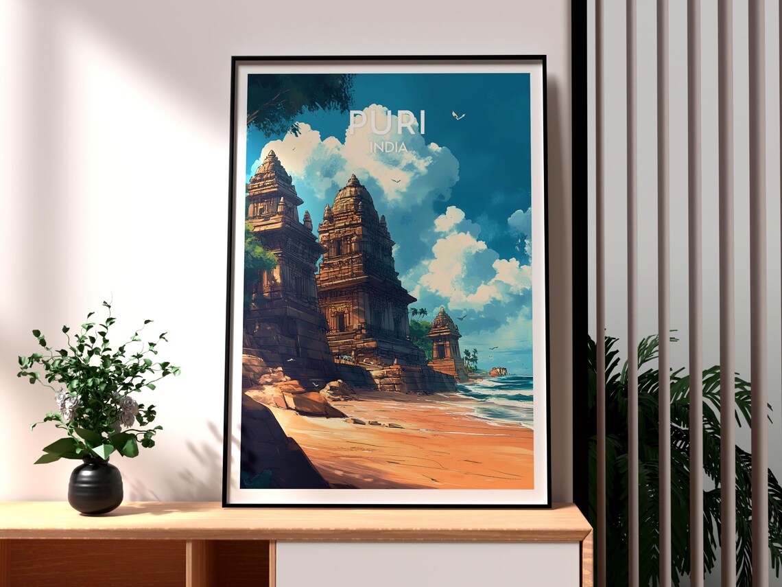 Puri India Sacred Ancient Temple Beach Coast Odisha Travel Poster