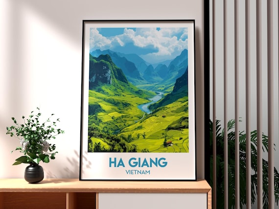 Ha Giang Loop Travel Poster, Vietnam Backpacking Art