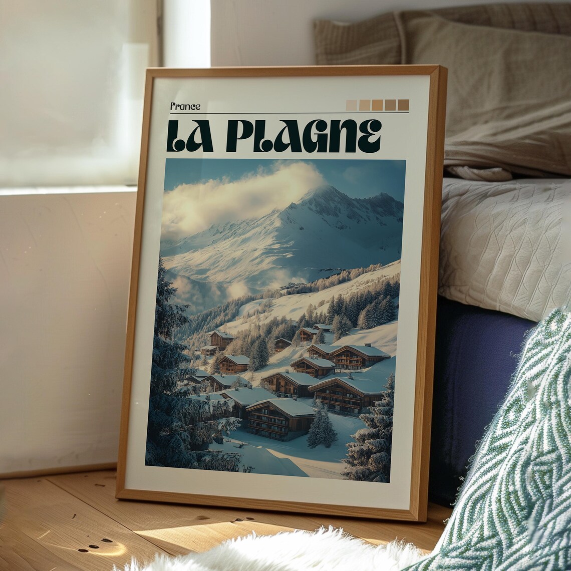 La Plagne France Alpine Ski Resort Snow Covered Chalets Poster - Image 3