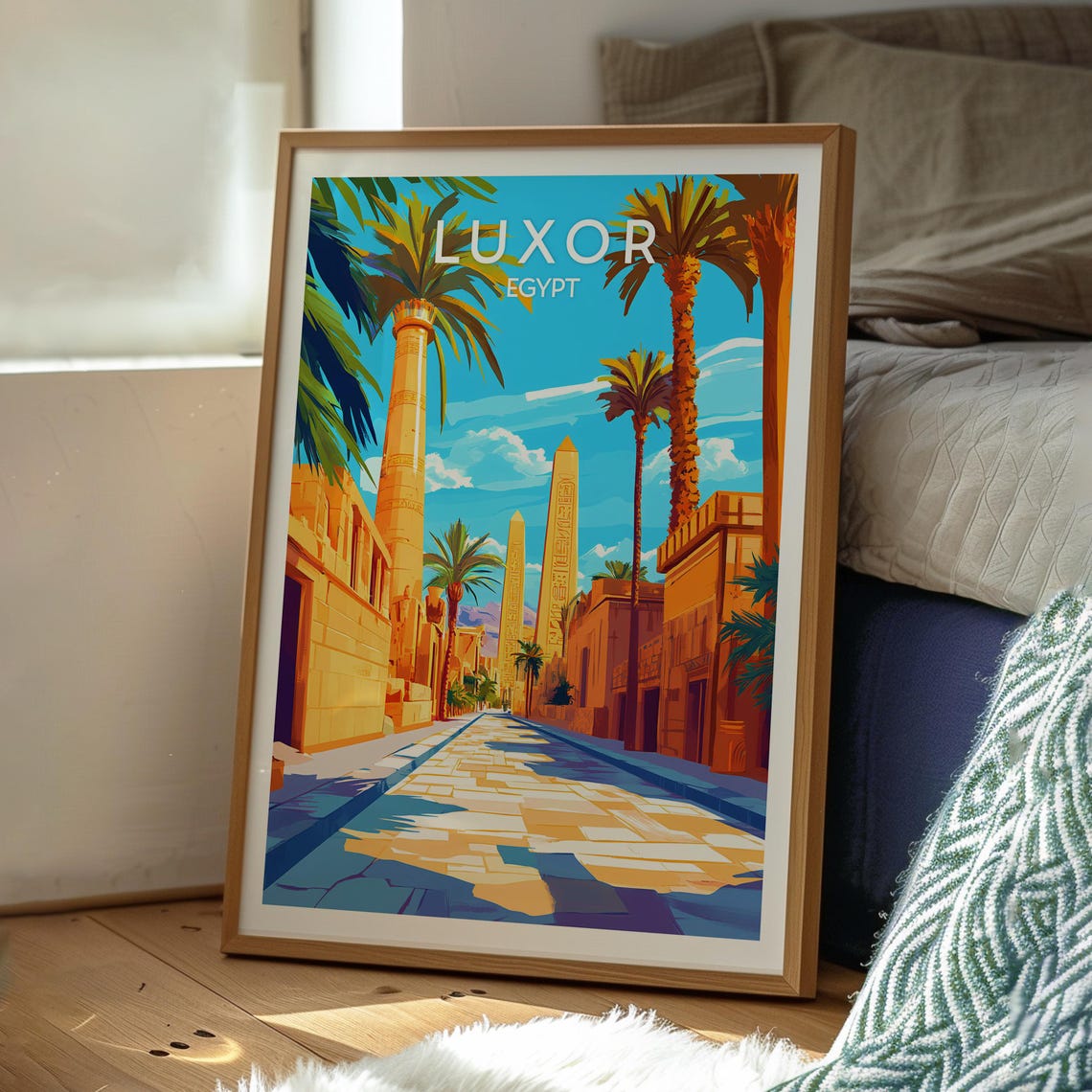 Luxor Egypt Ancient Temple Columns Palm Avenue Pharaoh History Poster - Image 3