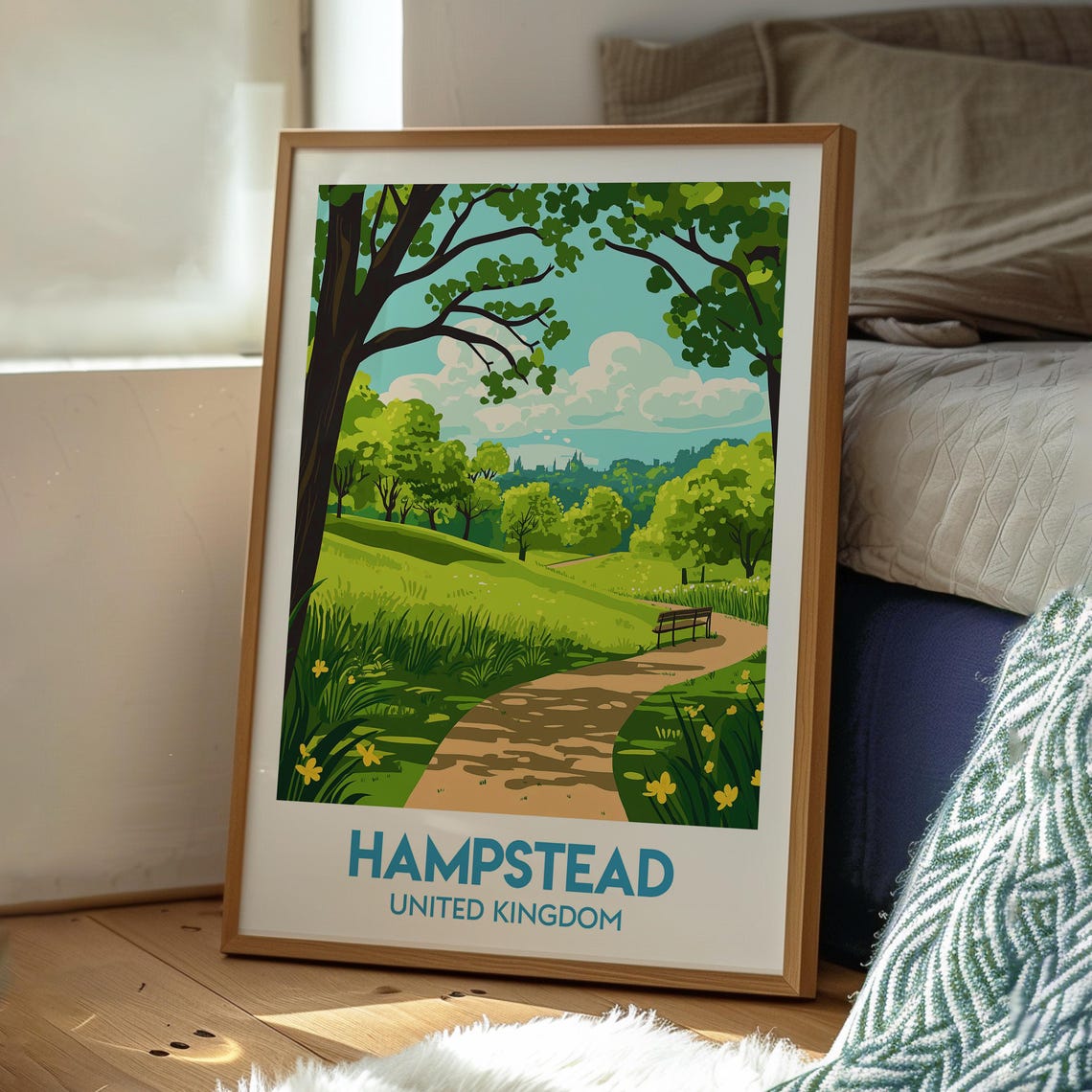 Hampstead Heath London Lush Green Park Path Summer Day Poster - Image 3
