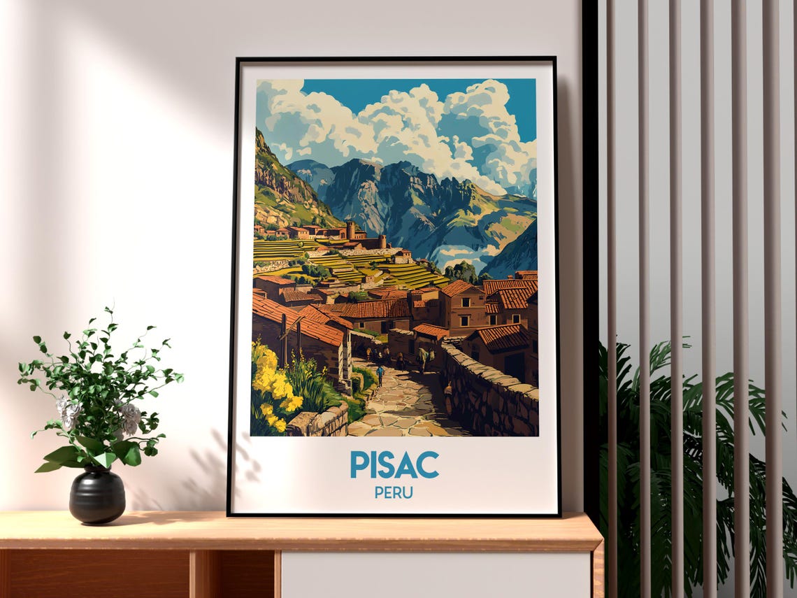 Pisac Poster Cusco Art Peru Travel Print Wall Backpacking South America