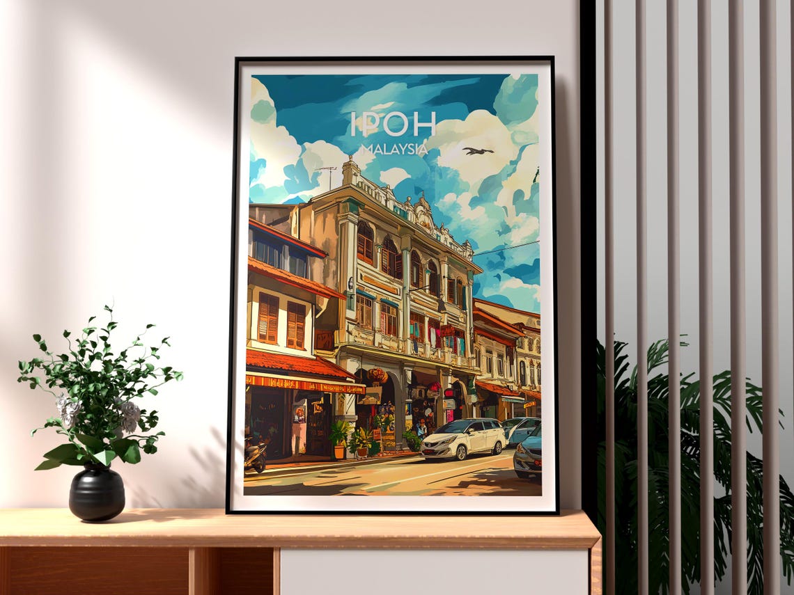 Ipoh Malaysia Colonial Shophouse Street Heritage Town Poster