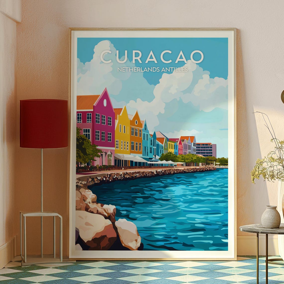 Curacao Travel Print The Caribbean Wall Art Beach Poster Holiday Gift For Traveller - Image 2