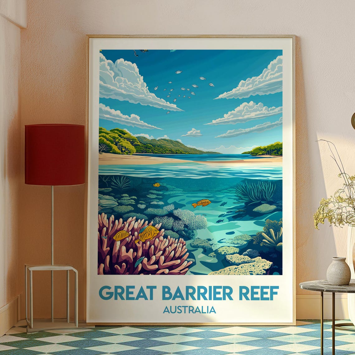 Great Barrier Reef Australia Underwater Coral Sea Beach Art Poster - Image 2