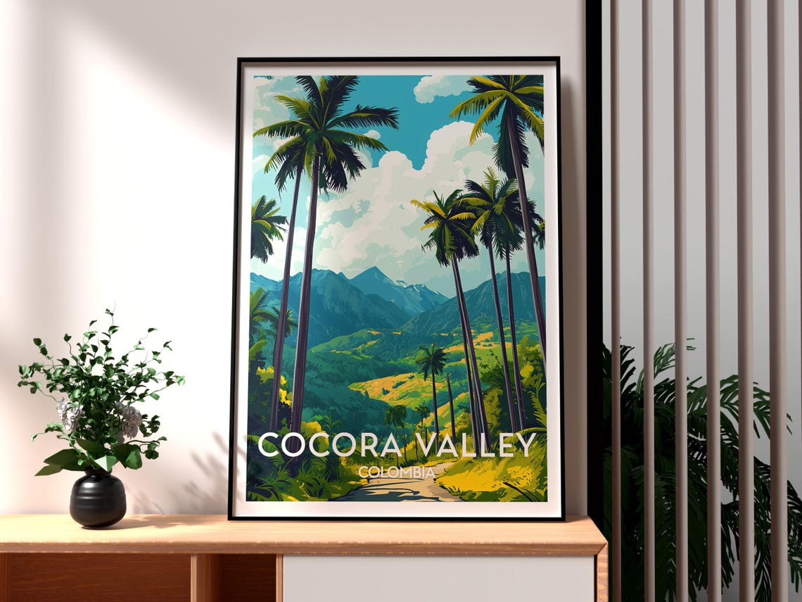 Cocora Valley Poster Art Colombia Travel Print Wall Backpacking South America