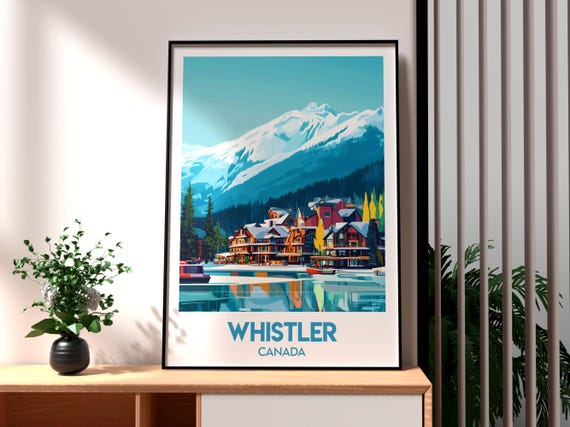 Whistler Poster Skiing Art Vancouver Blackcomb Wall Canada