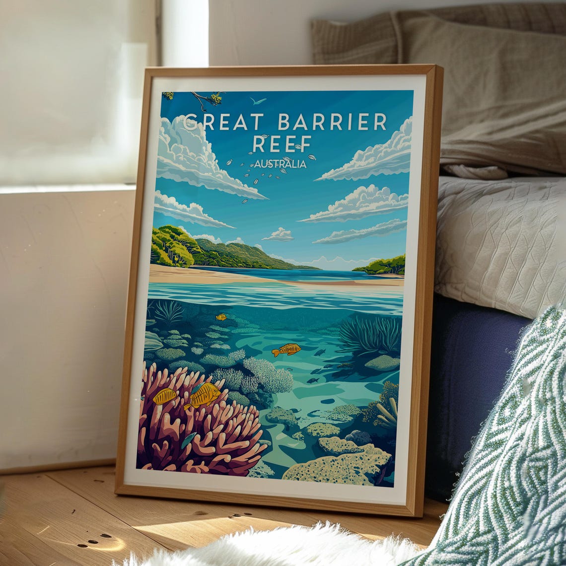 Great Barrier Reef Australia Coral Fish Island Vintage Travel Poster - Image 3