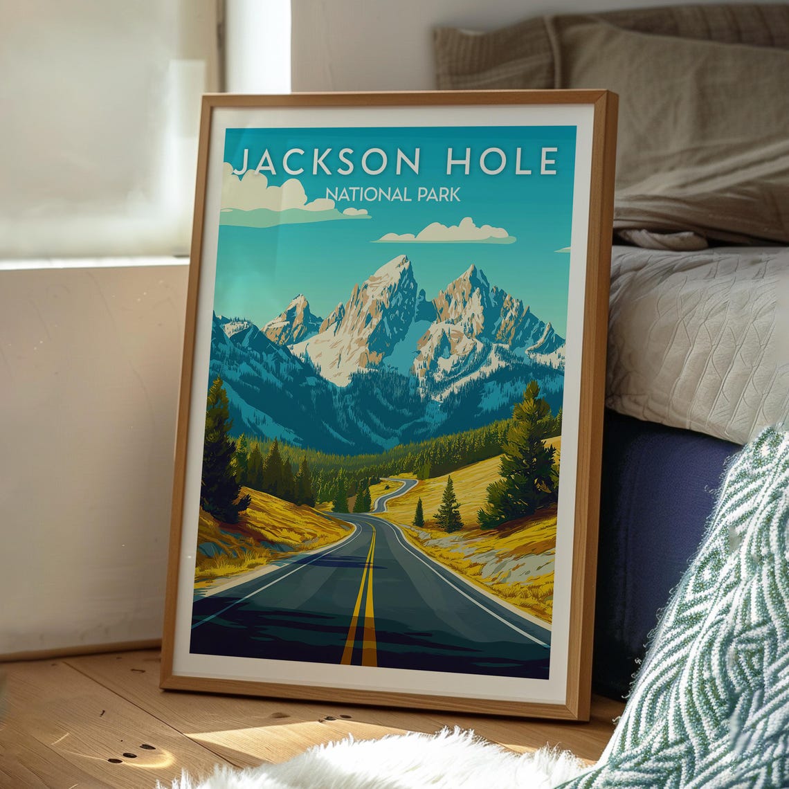 Jackson Hole National Park Winding Mountain Road Wyoming Scenic Poster - Image 3