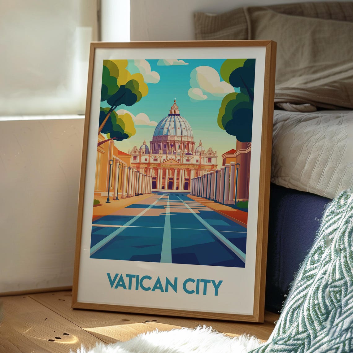 Vatican City St Peters Basilica Dome Classic Landmark Travel Poster - Image 3