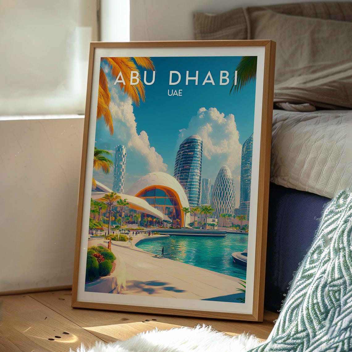 Abu Dhabi UAE Waterfront Promenade Skyline Cityscape Travel Poster - Image 3
