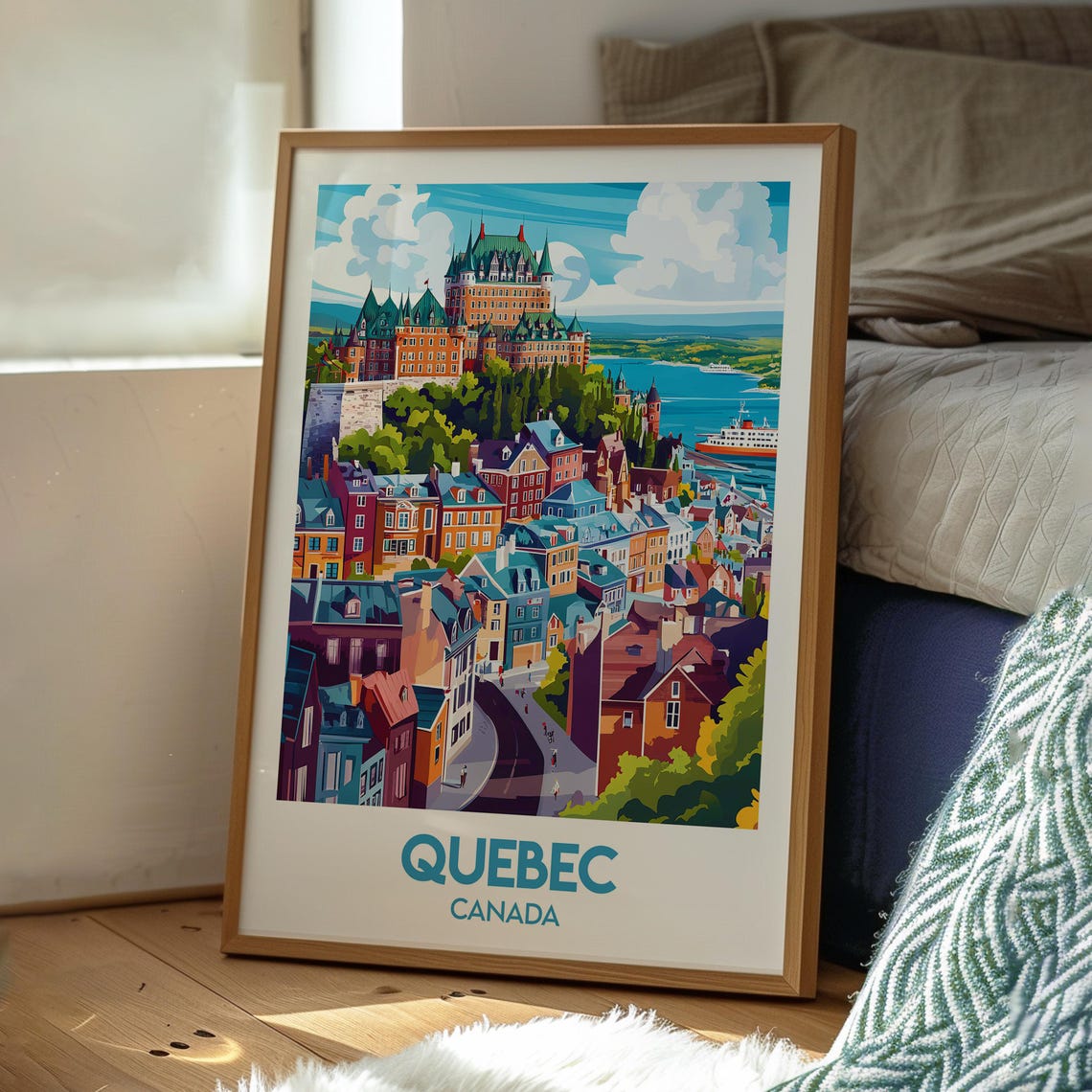 Quebec Canada Old Town Chateau Frontenac River Skyline Travel Poster - Image 3