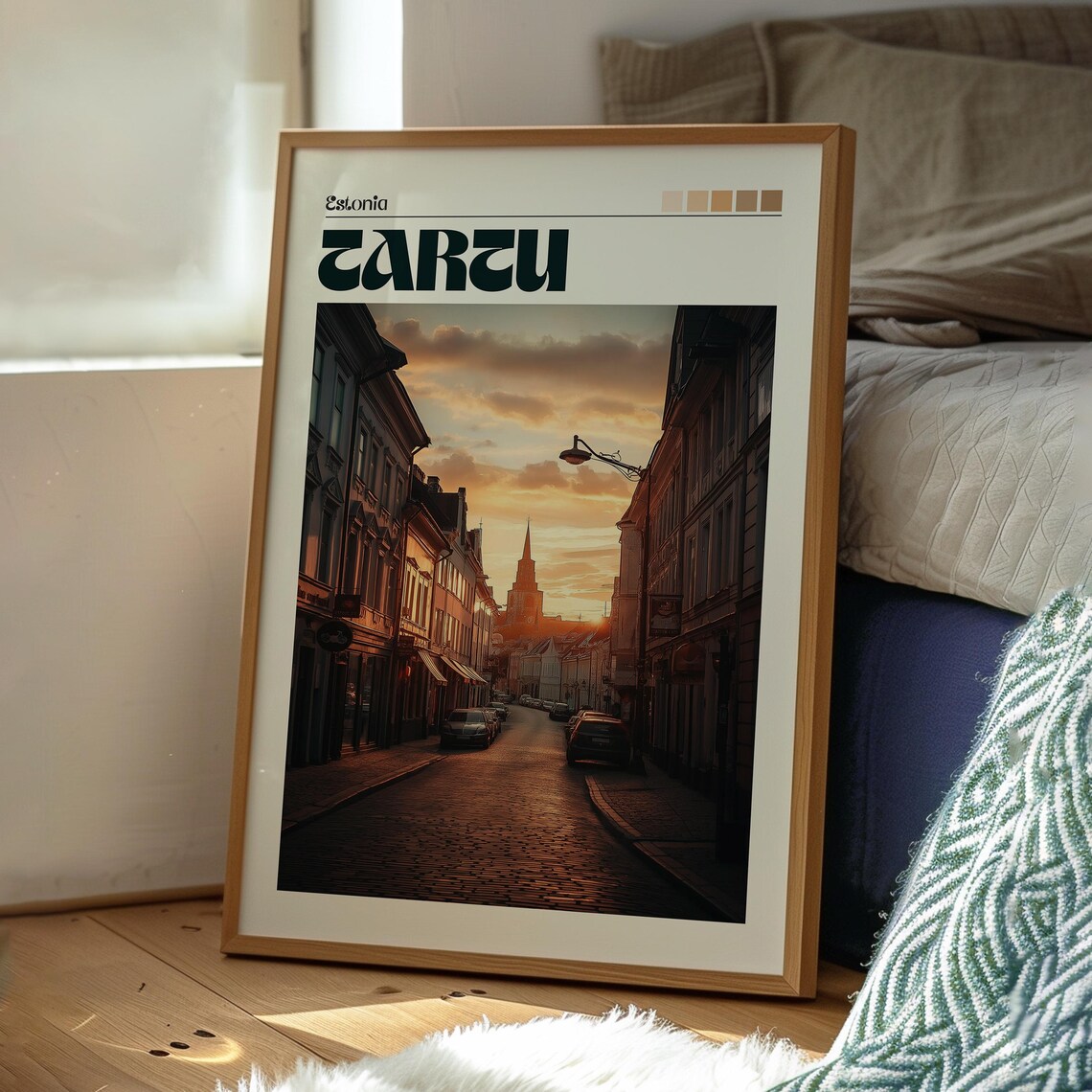 Tartu Estonia Old City Sunset Street Lamp Vintage Travel Poster - Image 3