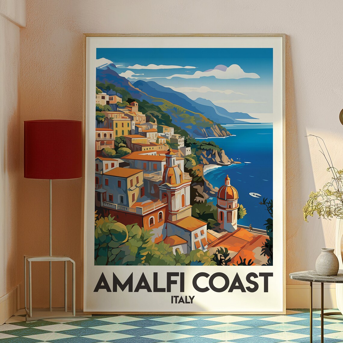 Amalfi Coast Italy Cliffside Positano Village Sea View Travel Poster - Image 2