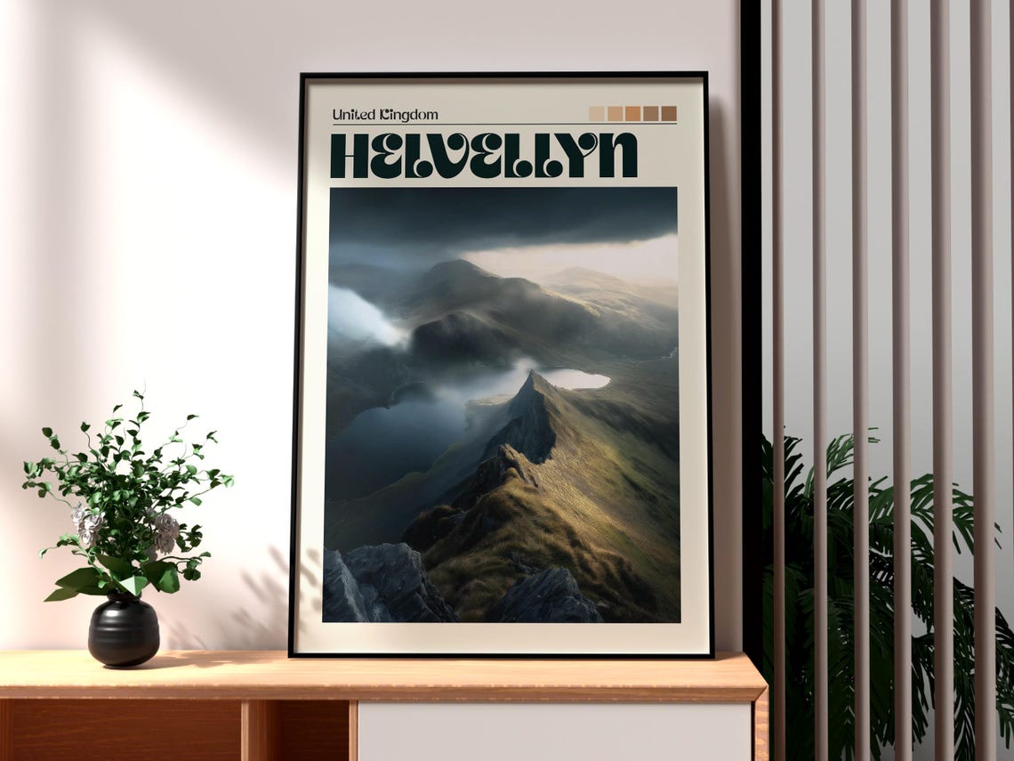 Helvellyn Print The Lake District Wall Art Uk Countryside Poster Travel Hiking Walking