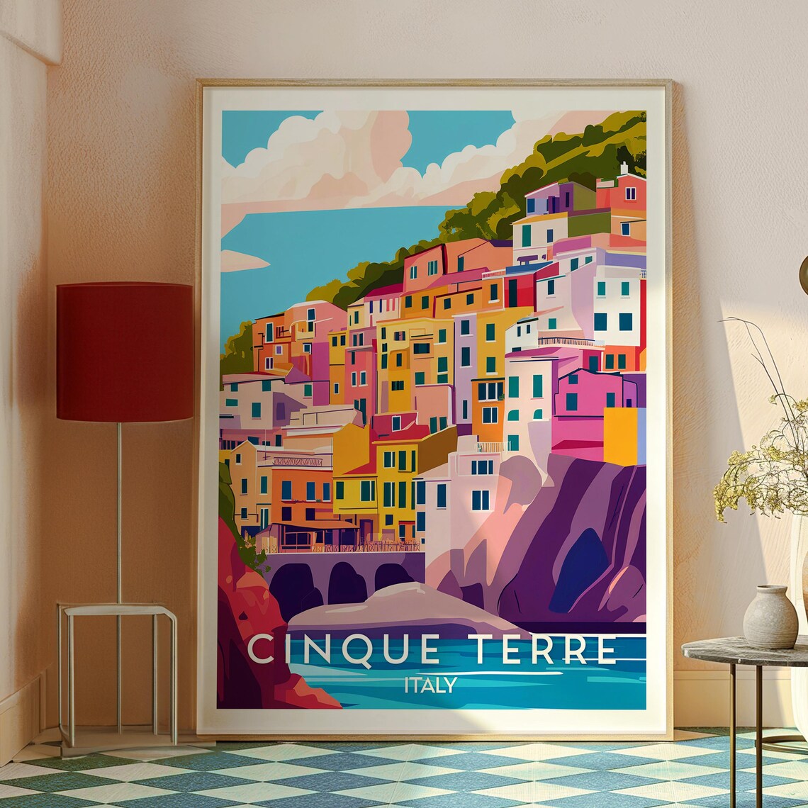 Cinque Terre Italy Colorful Cliff Village Sea View Travel Poster - Image 2