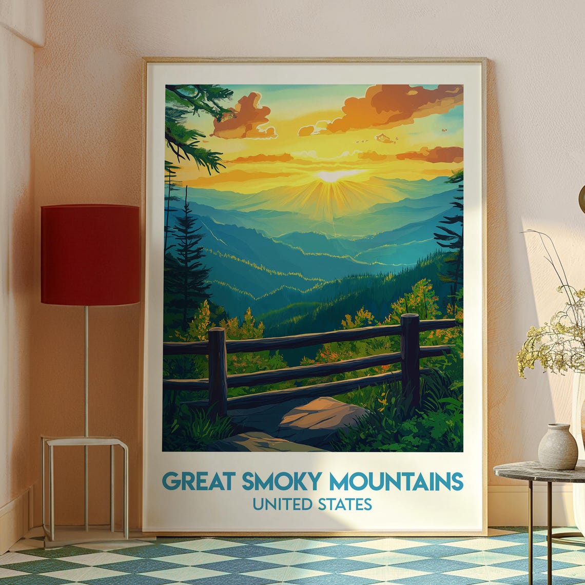 Great Smoky Mountains Sunrise Overlook Valley Morning View Poster - Image 2