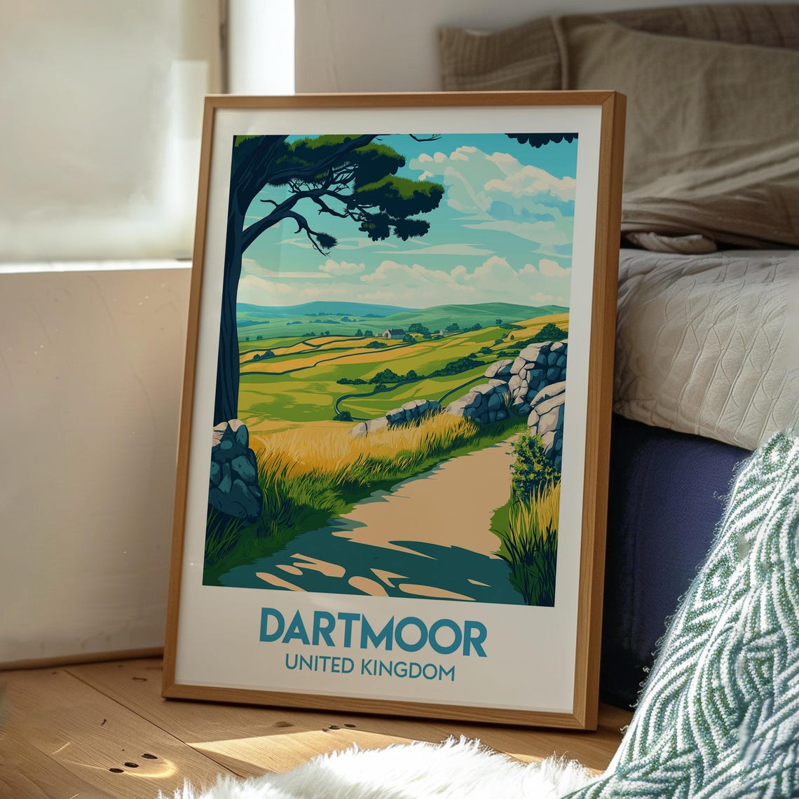 Dartmoor England Golden Moorland Hiking Trail Landscape Poster - Image 3