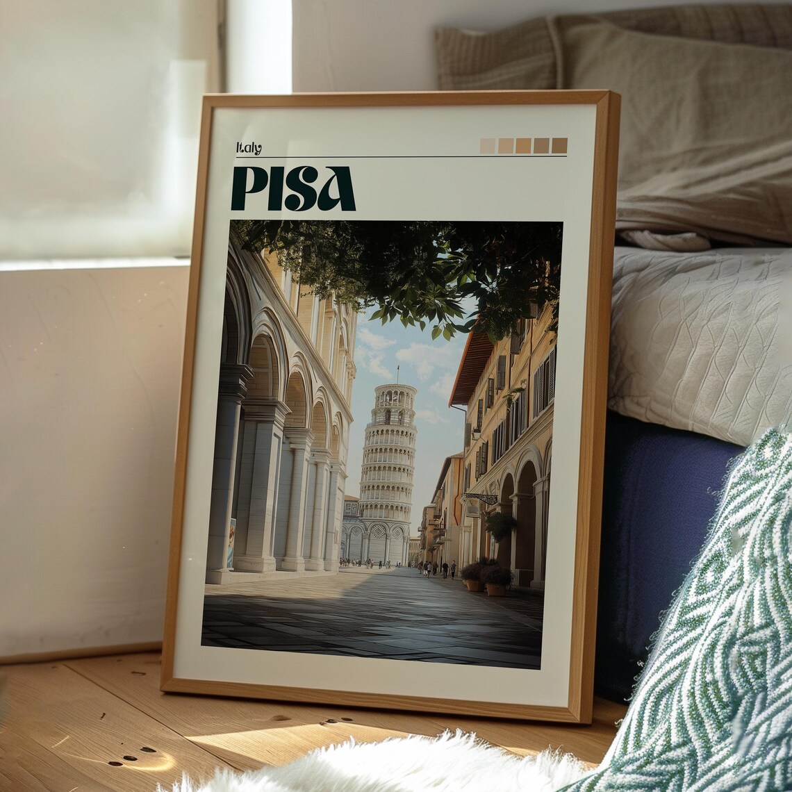 Pisa Italy Leaning Tower Piazza Historic Marble Travel Poster - Image 3