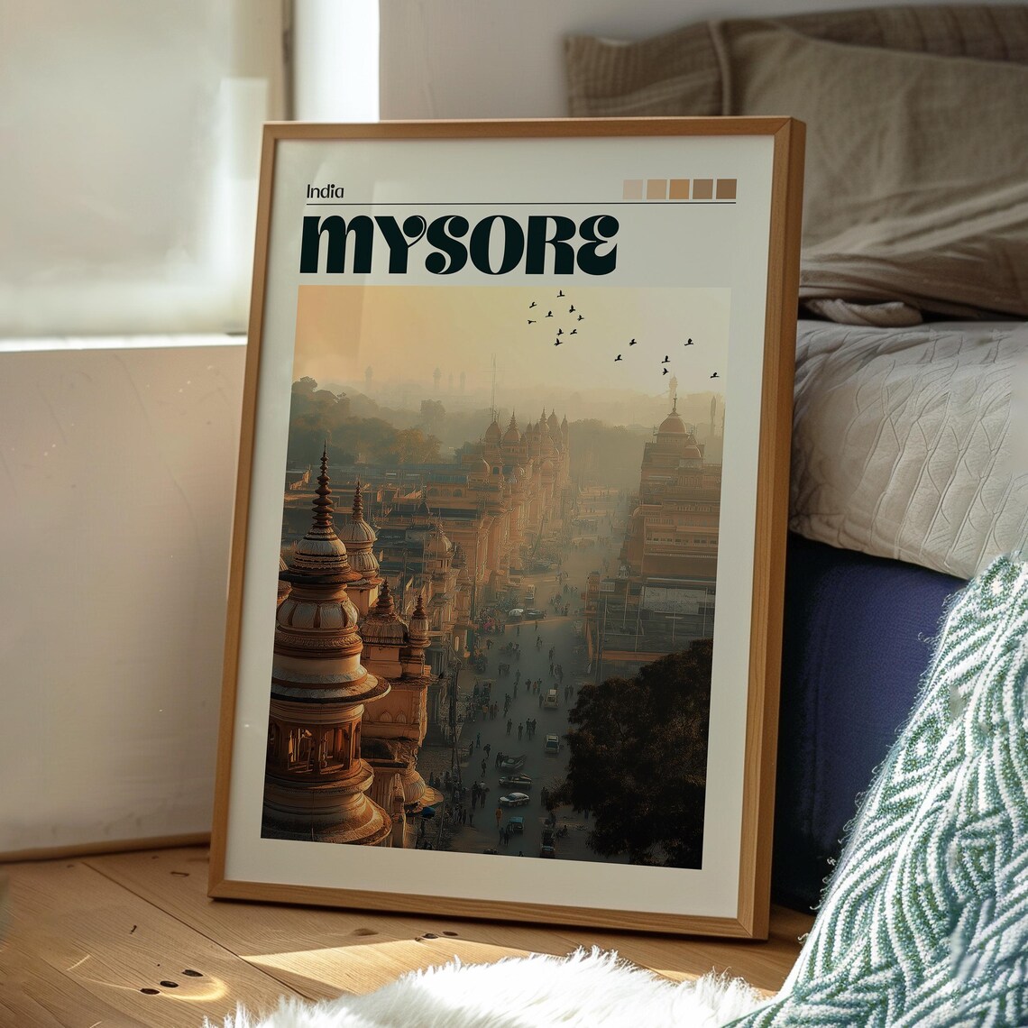 Mysore India Palace Street Golden Morning Heritage Travel Poster - Image 3